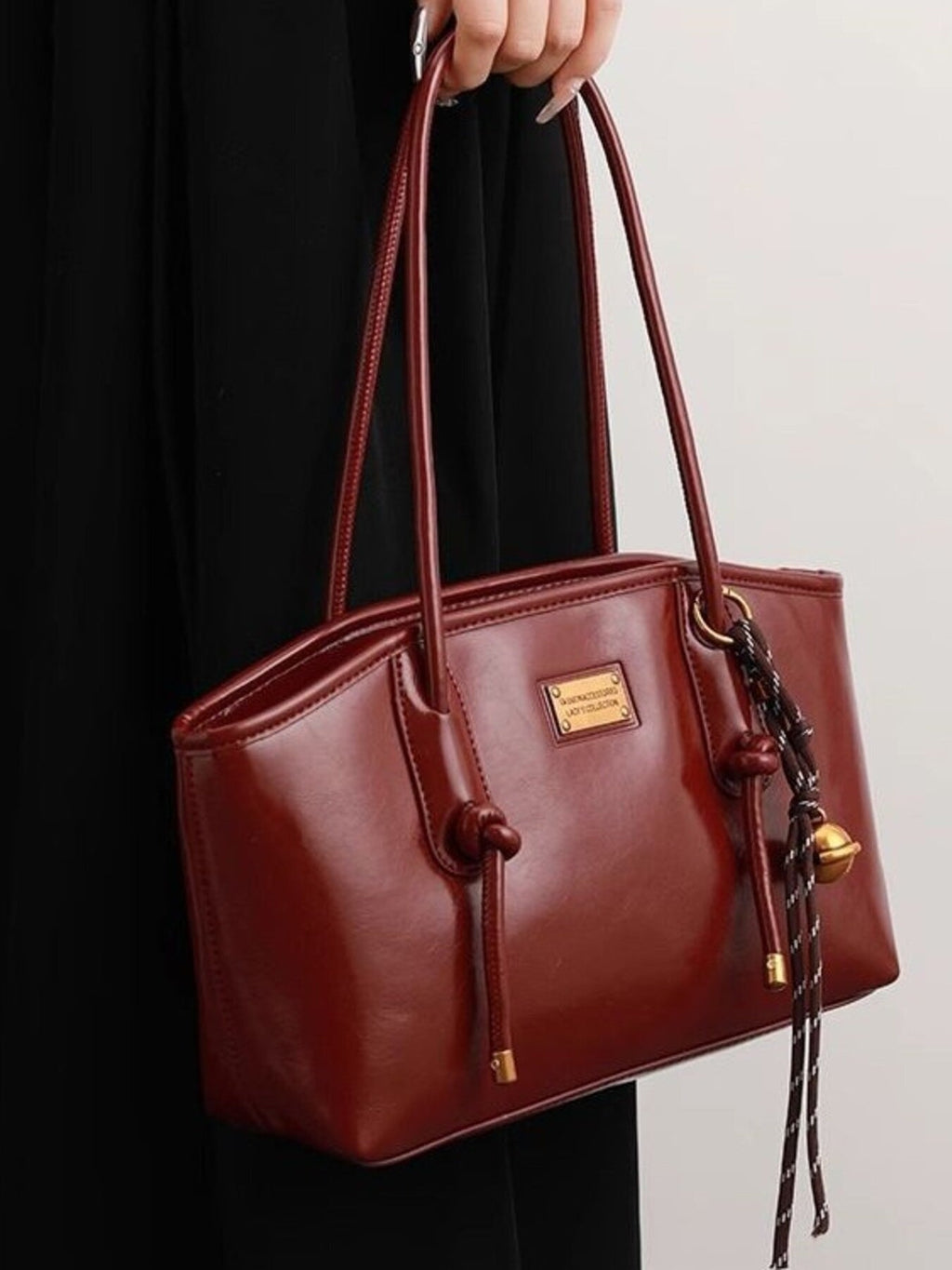 Leather Shoulder Bag with Knot Detail