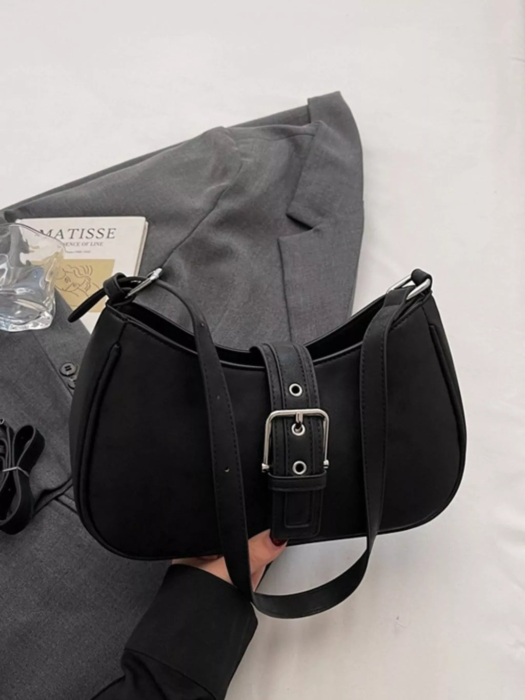 Buckle Decor Shoulder Bag