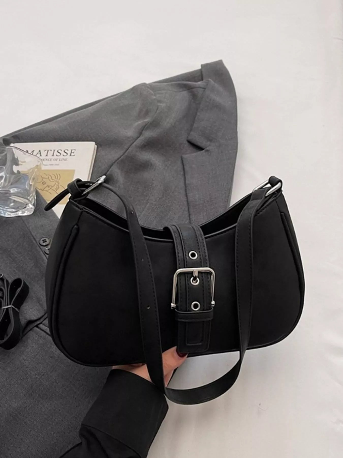 Buckle Decor Shoulder Bag