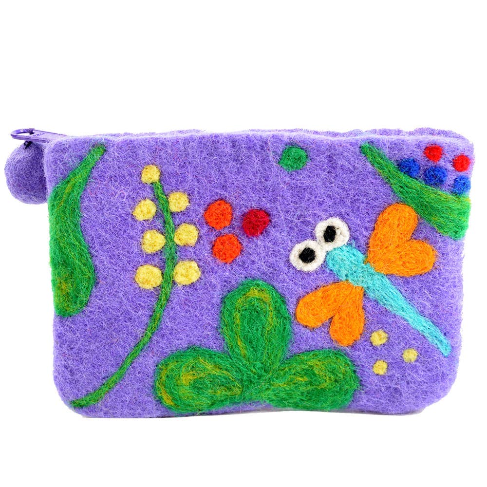 Dragonfly Felt Change Purse