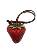 Glossy Strawberry Bag Charm Red and Pink Strawberry Purse Accessory