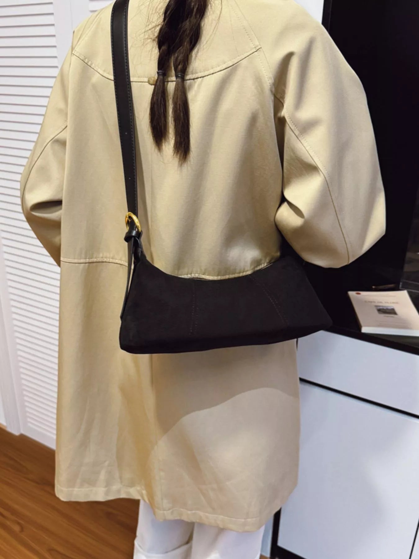 Vintage Suede Hobo Shoulder Bag