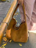 Large Suede Leather Tote Bag