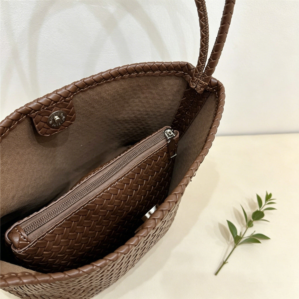 Vintage Woven-pattern Bucket Bag For Women With A Luxurious Feel
