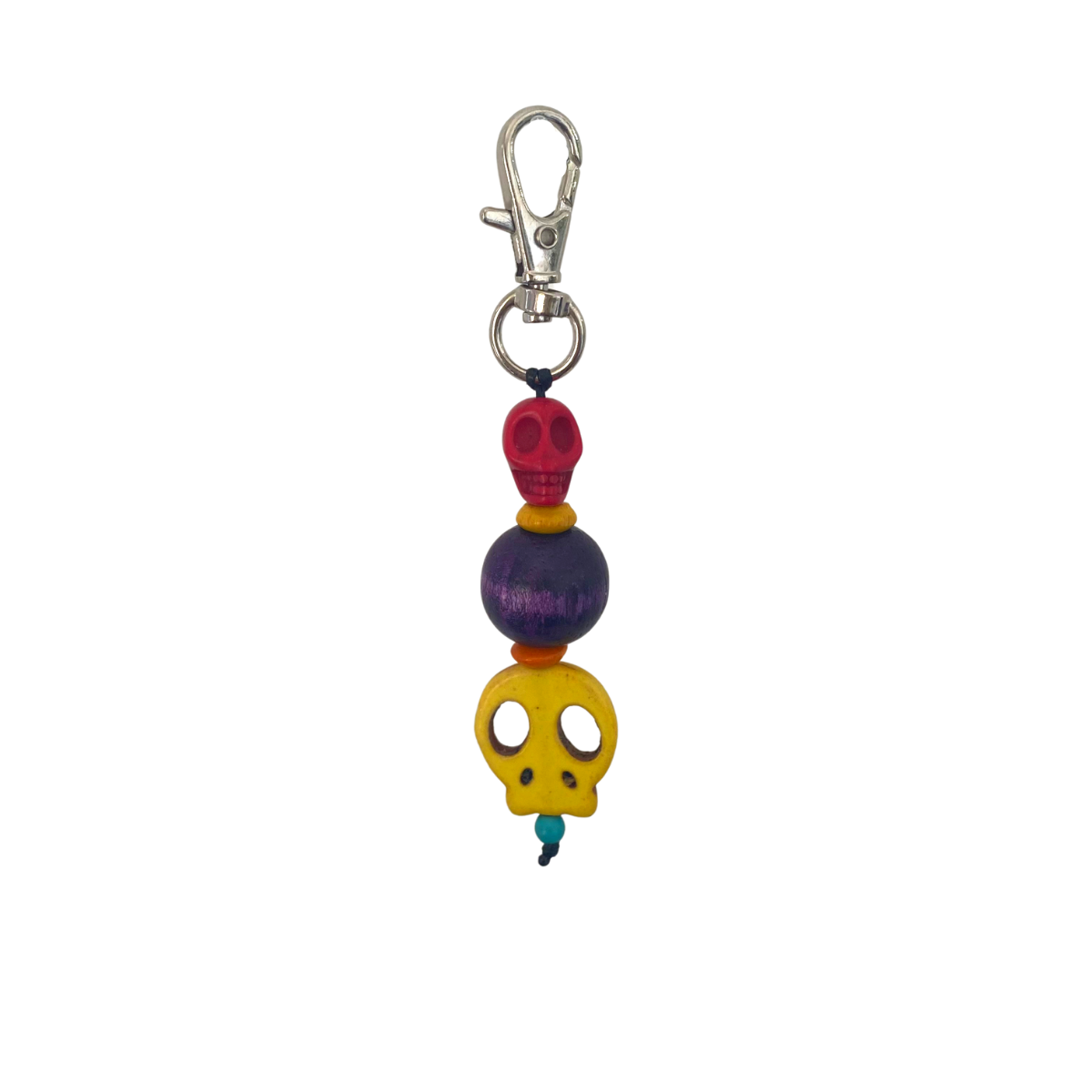 Sugar Skull Multicolor Beaded Zipper Pull | Keychain | Bag Charm - Thailand