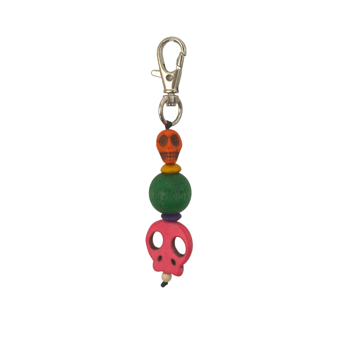 Sugar Skull Multicolor Beaded Zipper Pull | Keychain | Bag Charm - Thailand