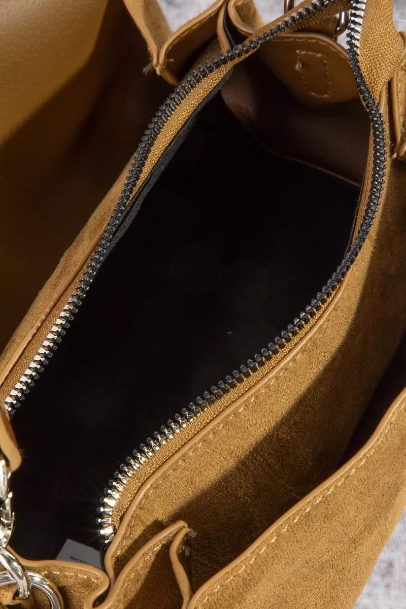 Fame Heart And Tassel Accent Suede Shoulder Bag