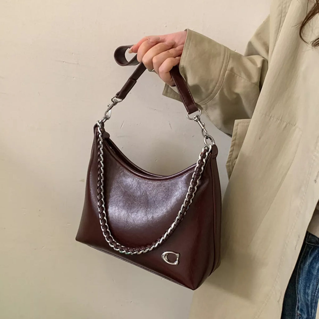 Chic Chain Accent Shoulder Bag