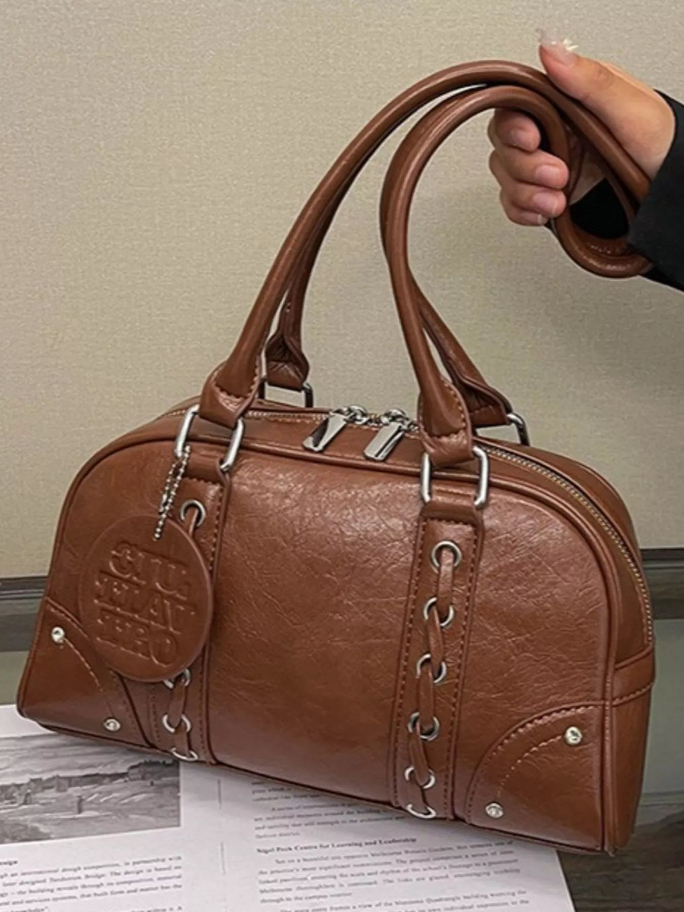 Vintage Style Leather Shoulder Bag
