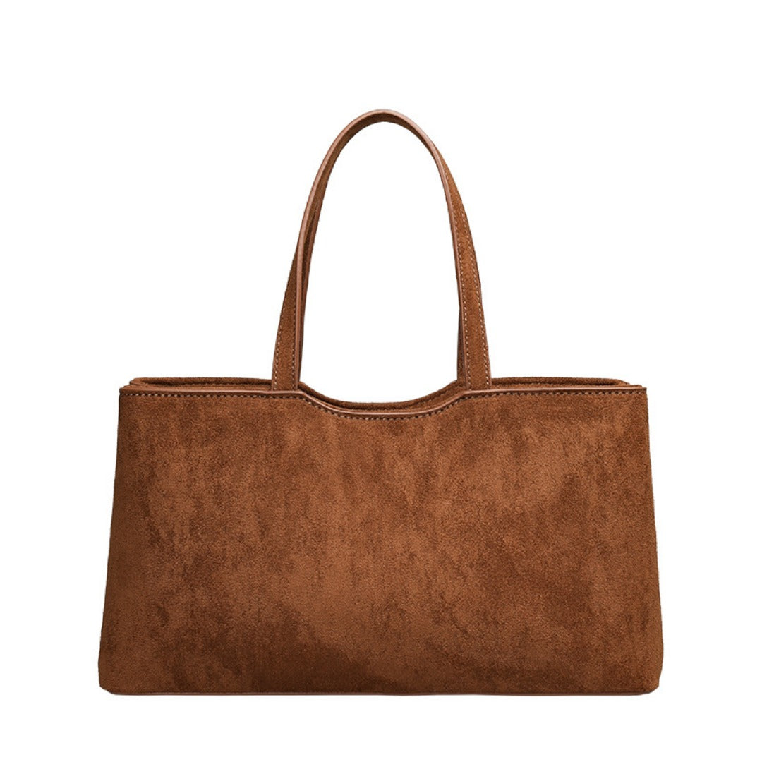 Retro Simple Handbag - Versatile Suede Baguette Bag for Fashionable Shoulder Hobo Style