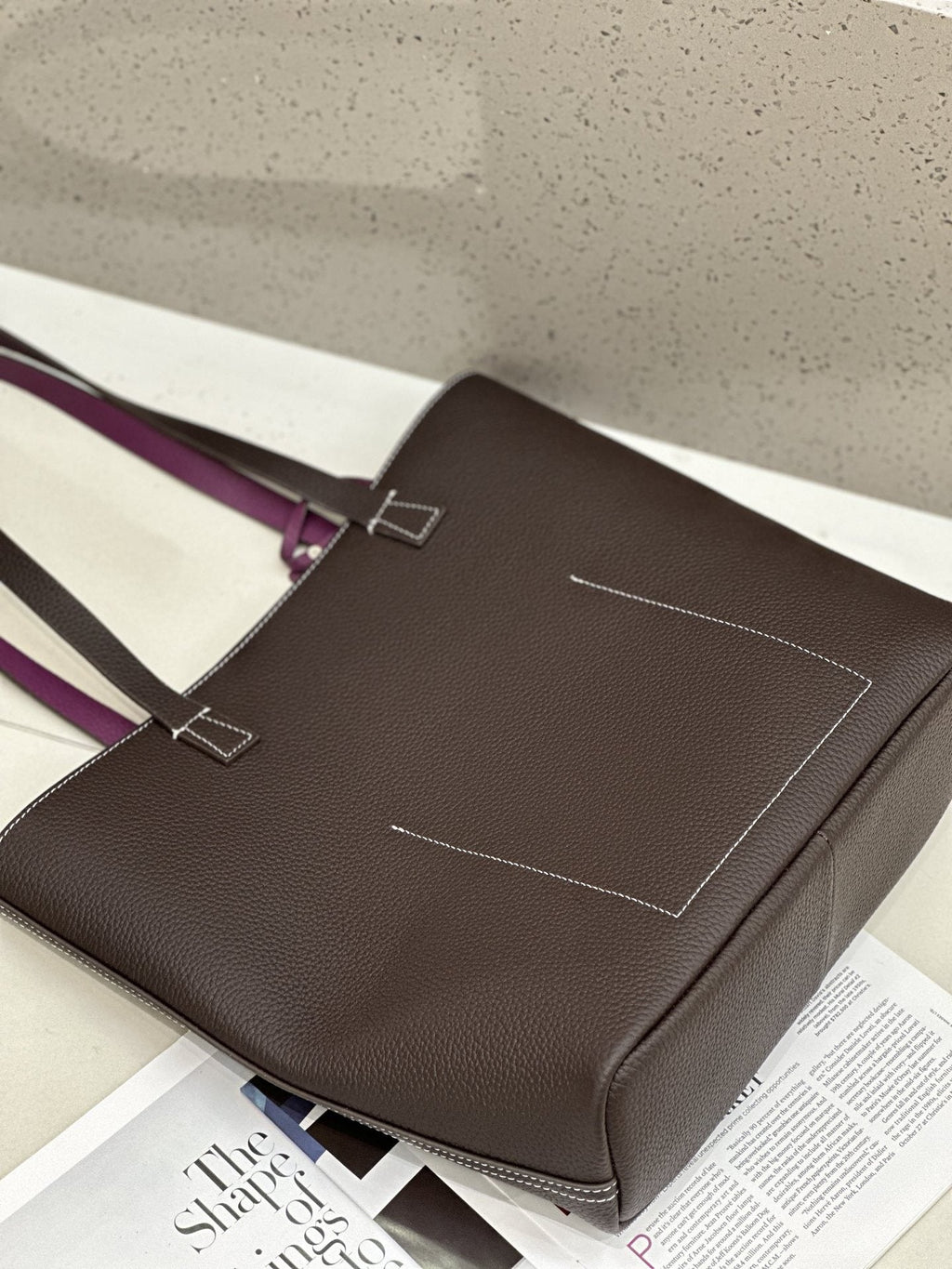 2026 New Korean Style Double-Sided Shoulder Bag TC Top Layer Cowhide Bucket Bag Large Capacity Open-Top Underarm Bag