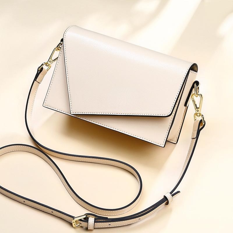 Genuine leather women's messenger bags geometric shape small square bag shoulder purse crossbody