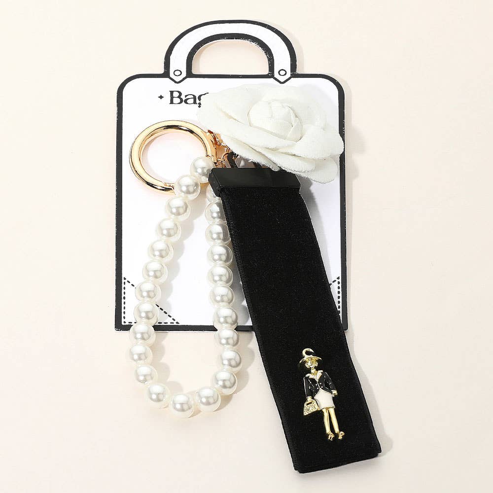 Flower Lady Velvet Strap Bag Charm / Keychain