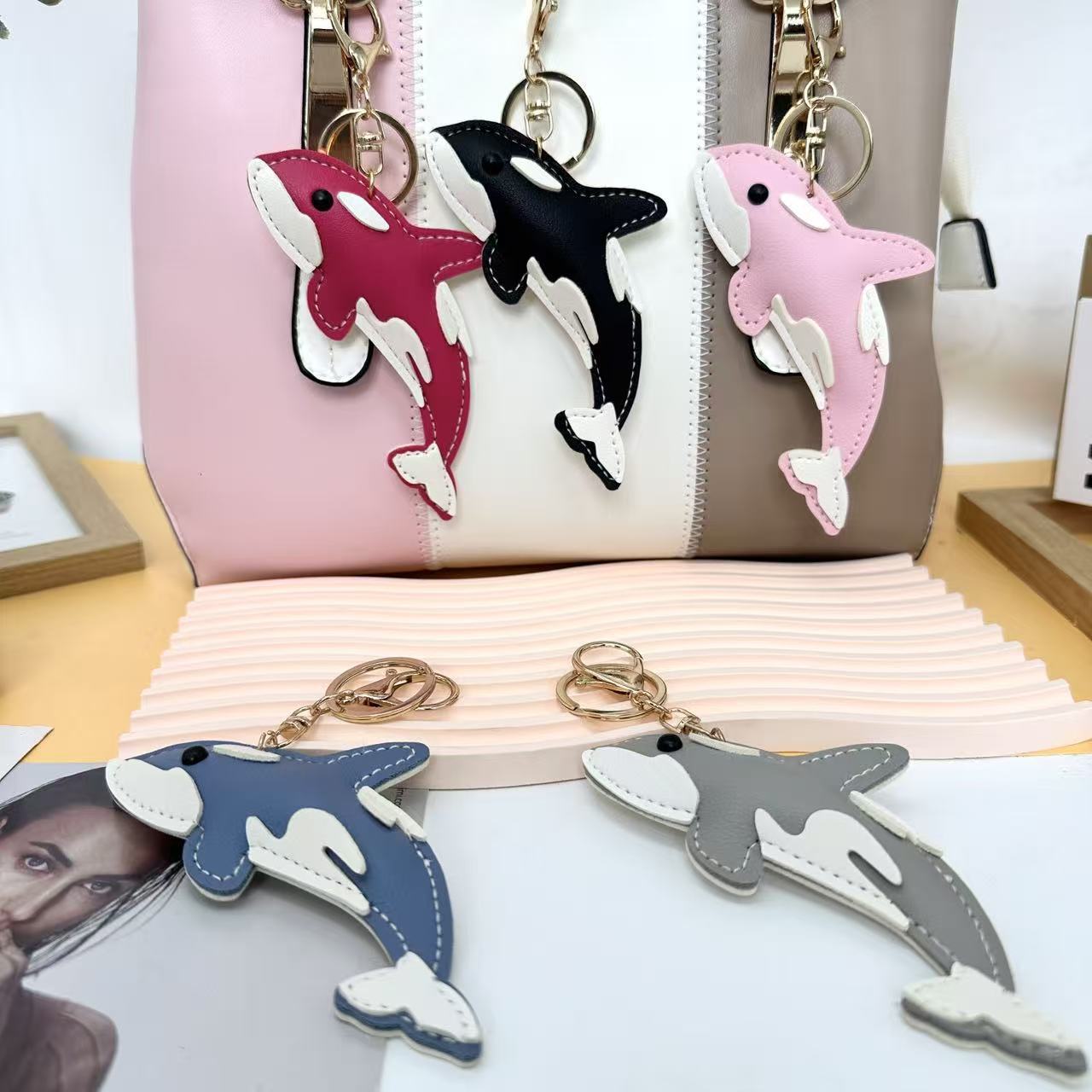New-style Marine Animal Keychain Made Of PU Leather Shark