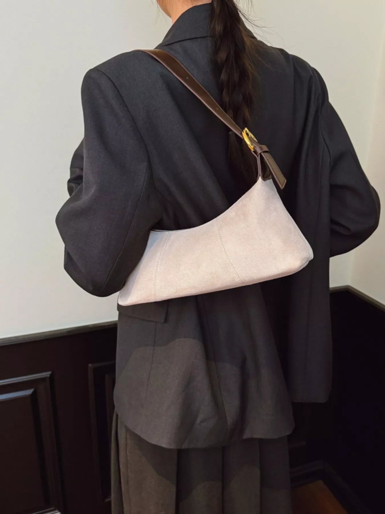 Vintage Suede Hobo Shoulder Bag