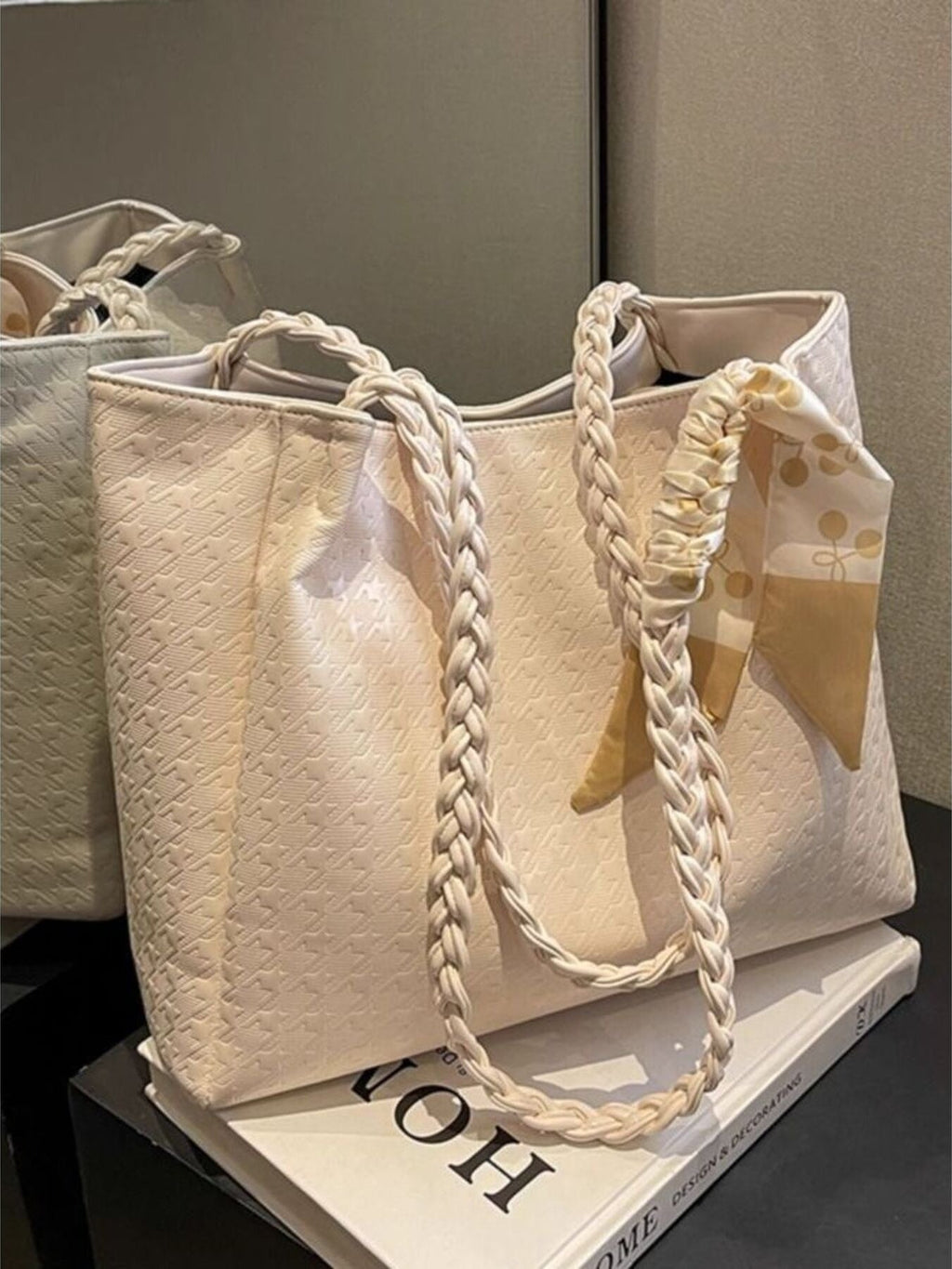 Braided Handle Tote Bag