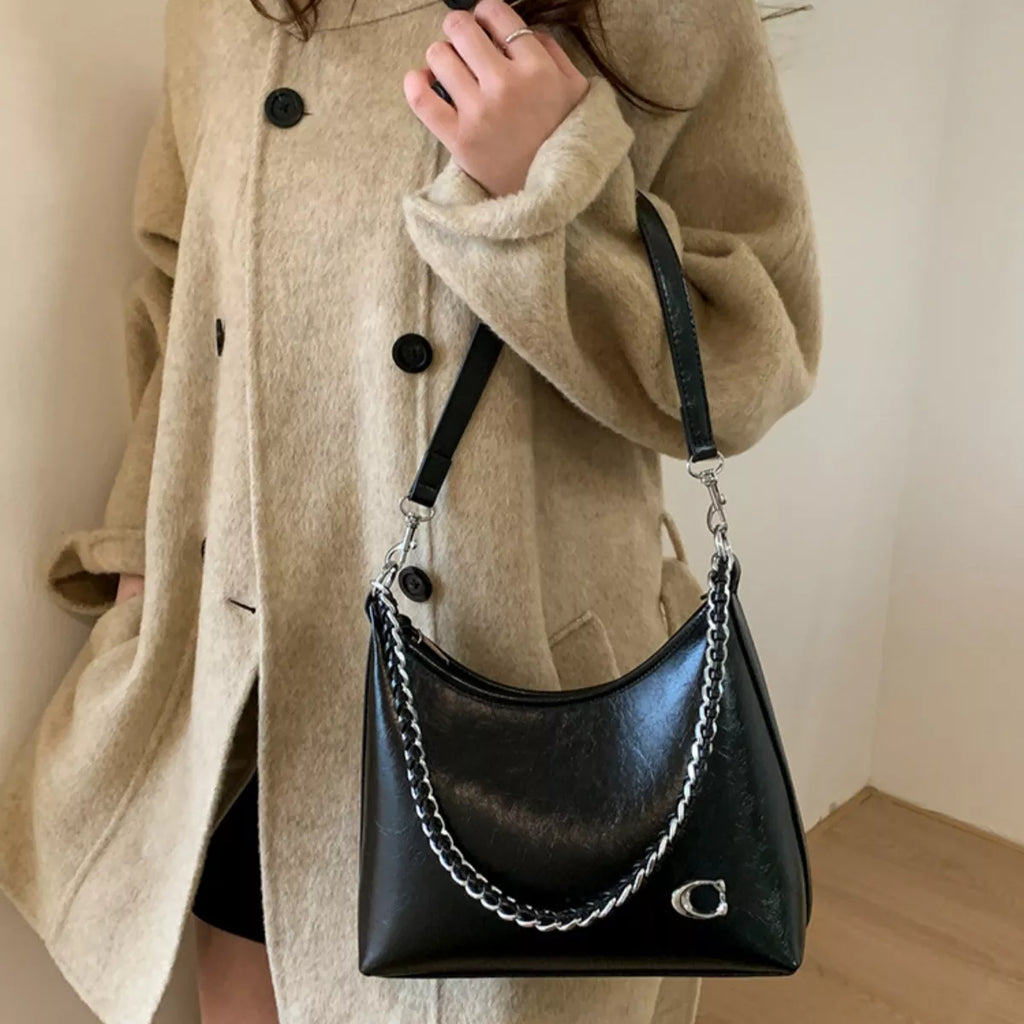 Chic Chain Accent Shoulder Bag