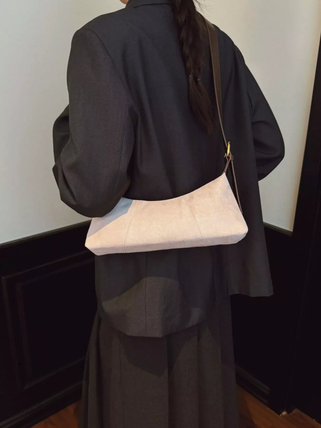 Vintage Suede Hobo Shoulder Bag