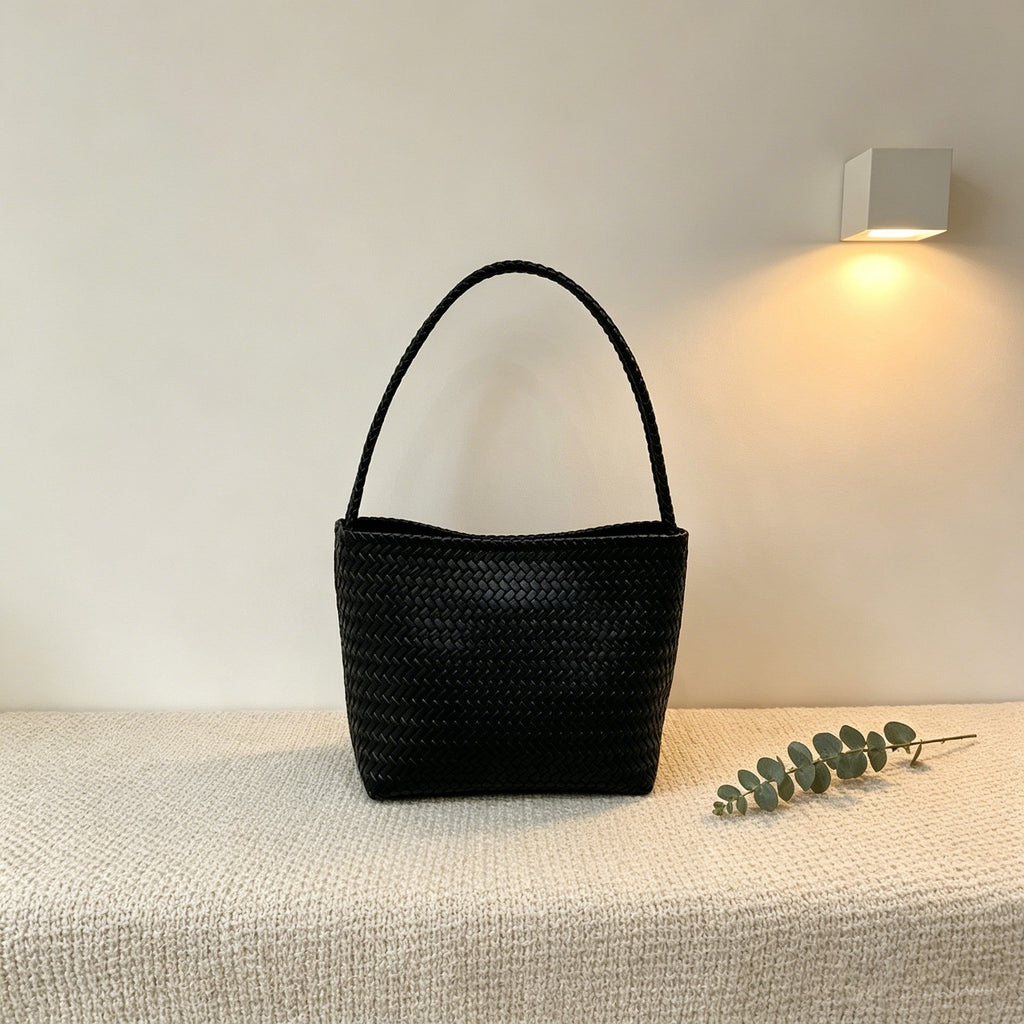 Vintage Woven-pattern Bucket Bag For Women With A Luxurious Feel