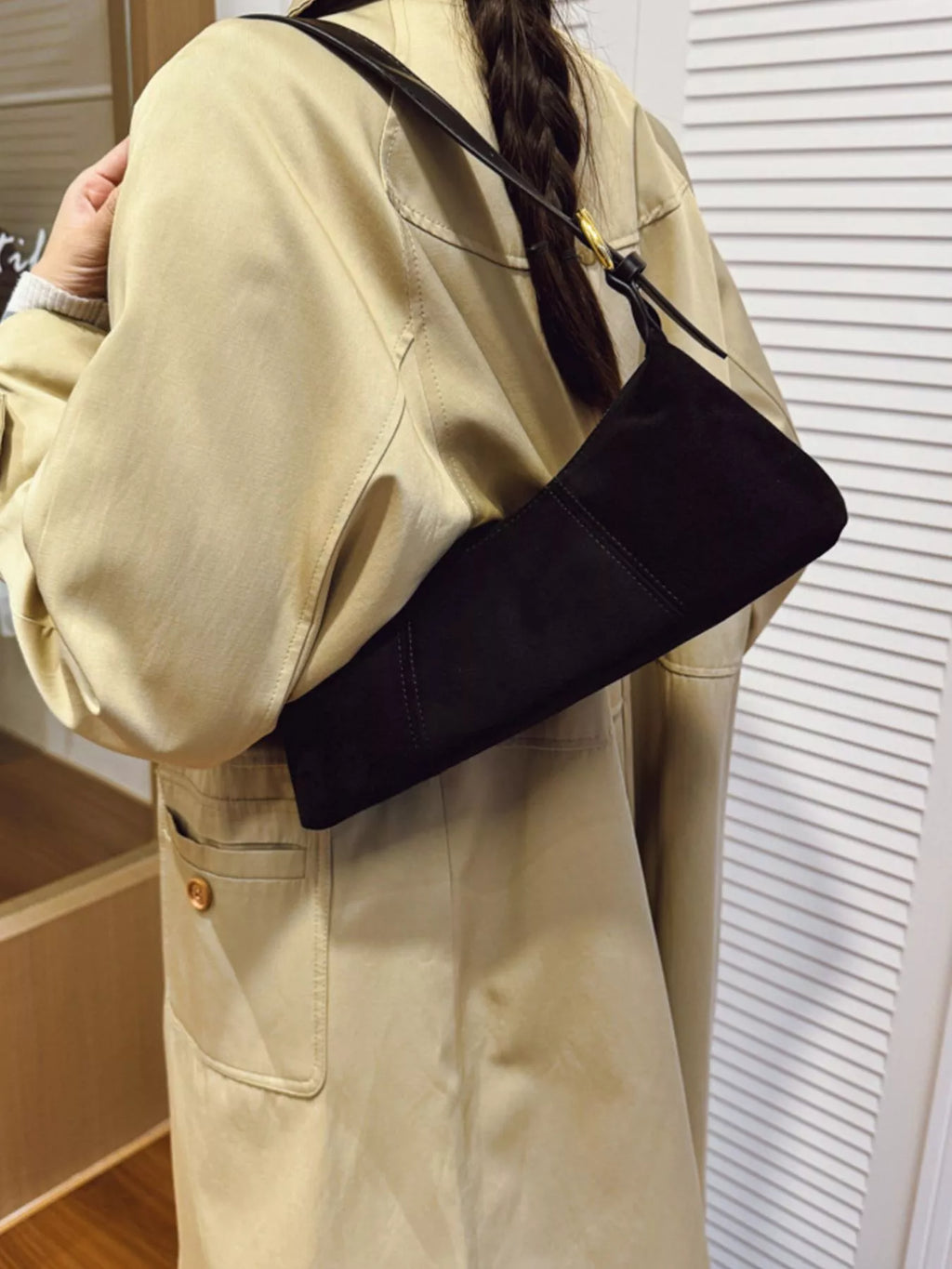 Vintage Suede Hobo Shoulder Bag
