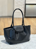 New Cross-Border Niche Design Genuine Leather Tote Bag, Versatile Vegetable-Tanned Leather High-End Shoulder Bag, Lazy Style Underarm Bag