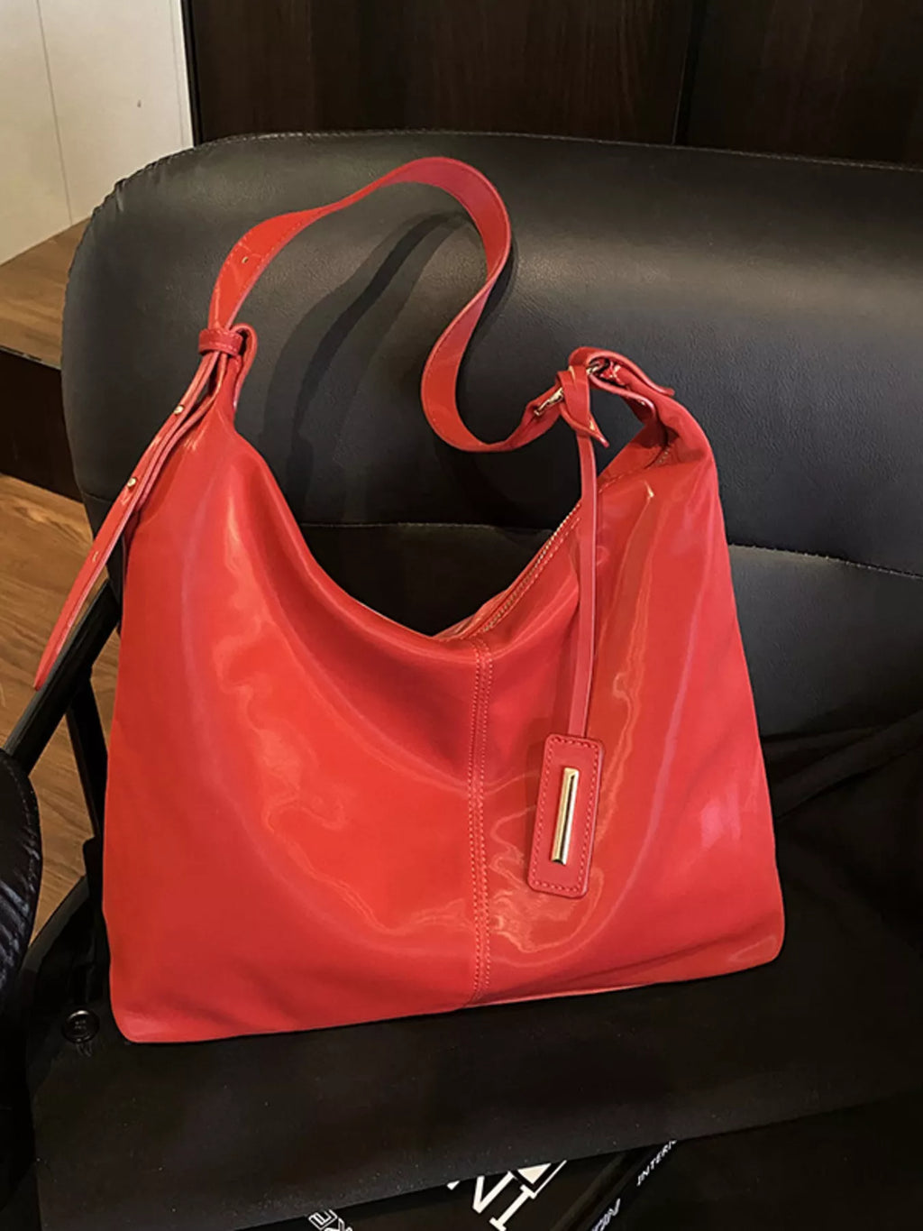 Solid Color Leather Shoulder Bag