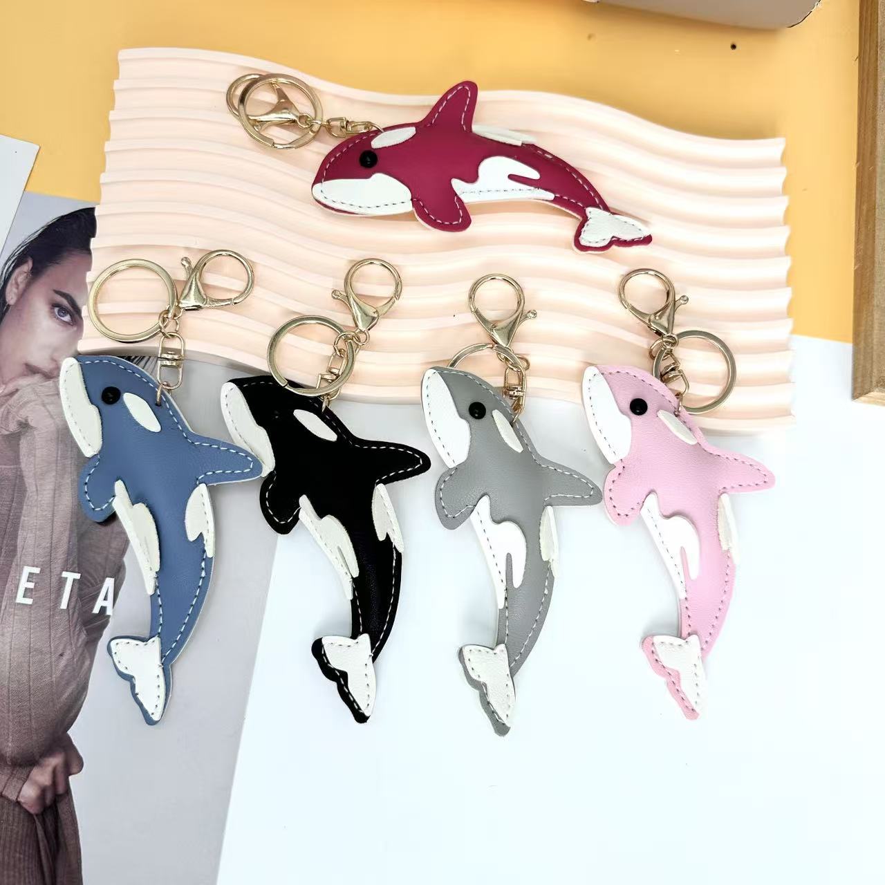 New-style Marine Animal Keychain Made Of PU Leather Shark
