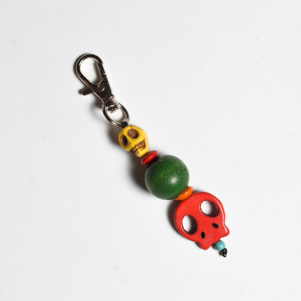 Sugar Skull Multicolor Beaded Zipper Pull | Keychain | Bag Charm - Thailand