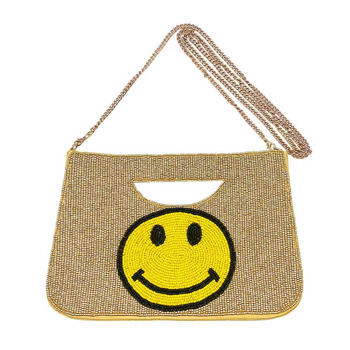 Smile Seed Beaded Tote Crossbody Bag