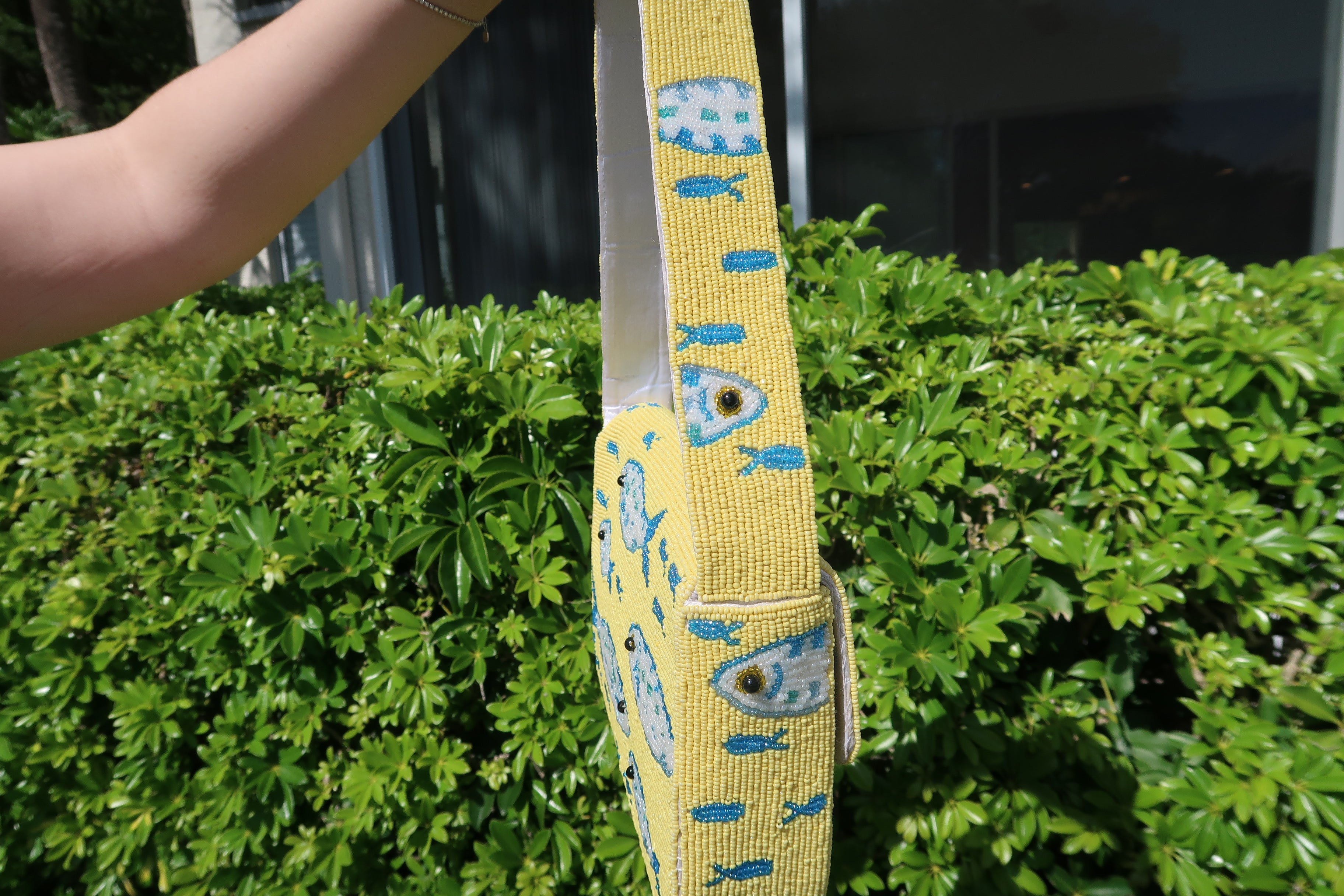 Beaded Yellow Fish Shoulder Bag | Beaded Summer Shoulder Purse