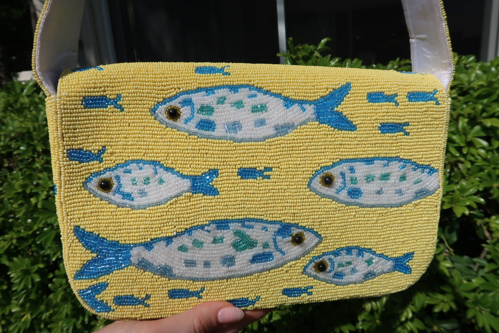 Beaded Yellow Fish Shoulder Bag | Beaded Summer Shoulder Purse
