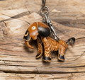 Cute Puppy Genuine Leather Keychain