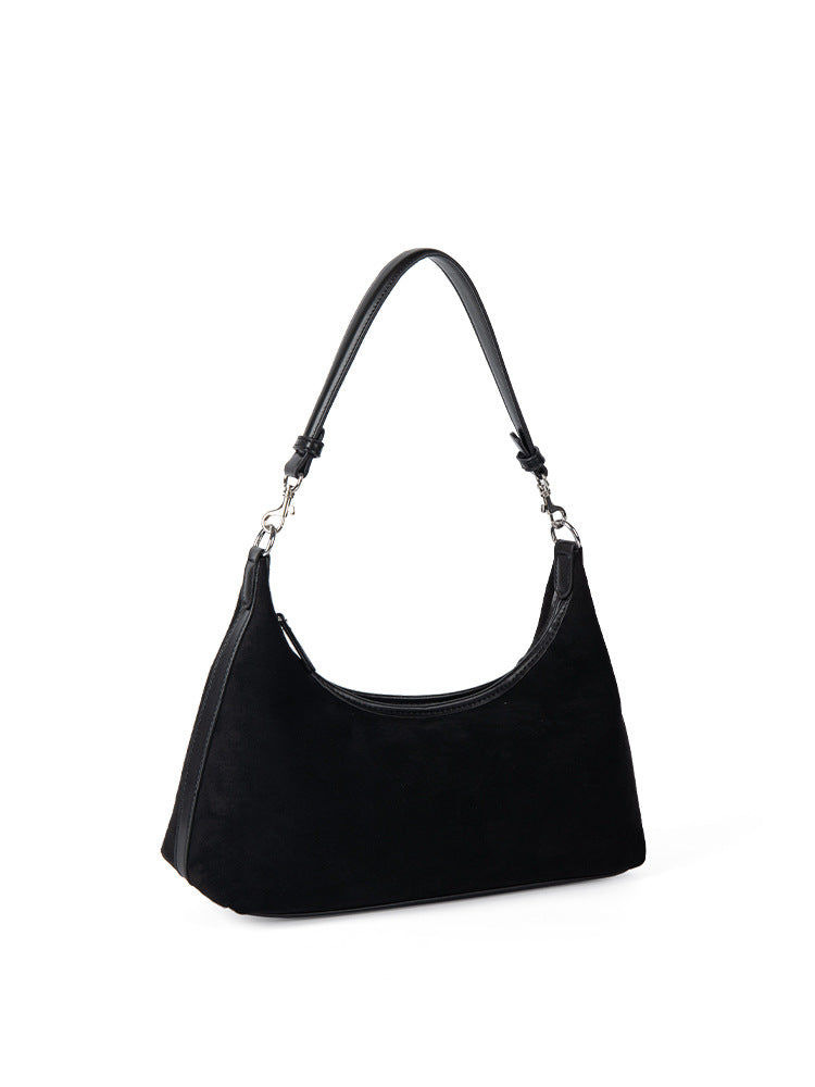 Design suede simple armpit bag, autumn and winter retro versatile handbag, small hobo shoulder bag women