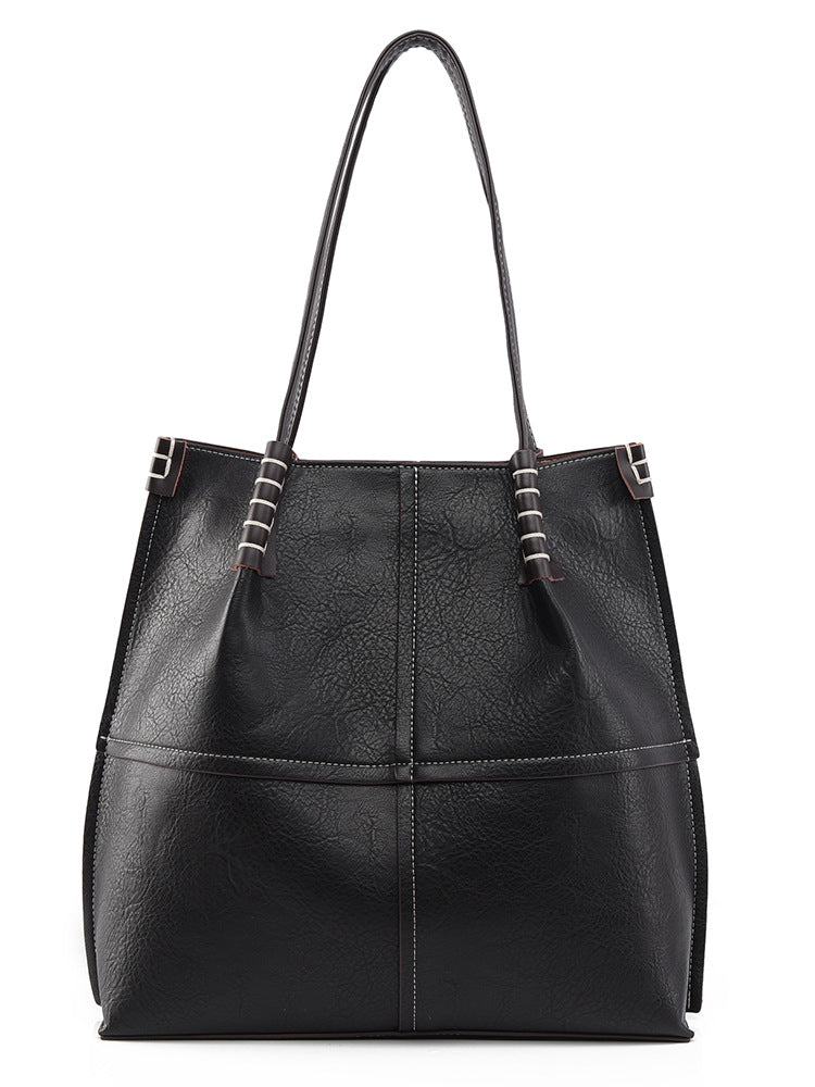 Tote Bag Large Capacity Simple Women Bag Stitching Shoulder Bag Stylish Good Texture Handbag