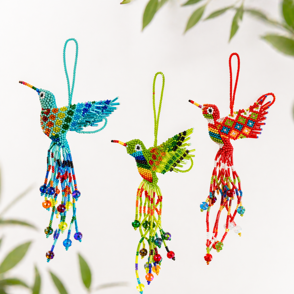 Large Hummingbird Seed Bead Handmade Ornament - Guatemala