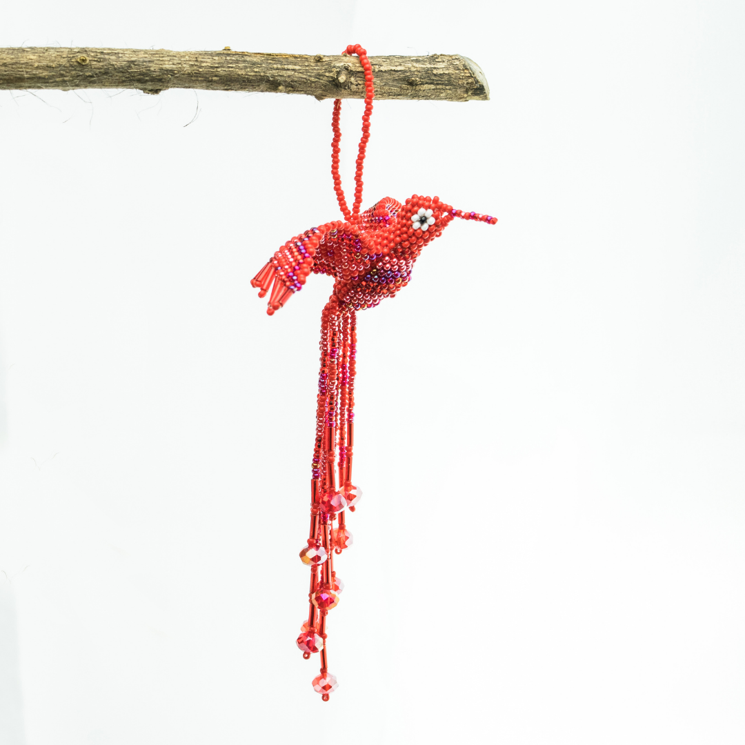 Large Hummingbird Seed Bead Handmade Ornament - Guatemala