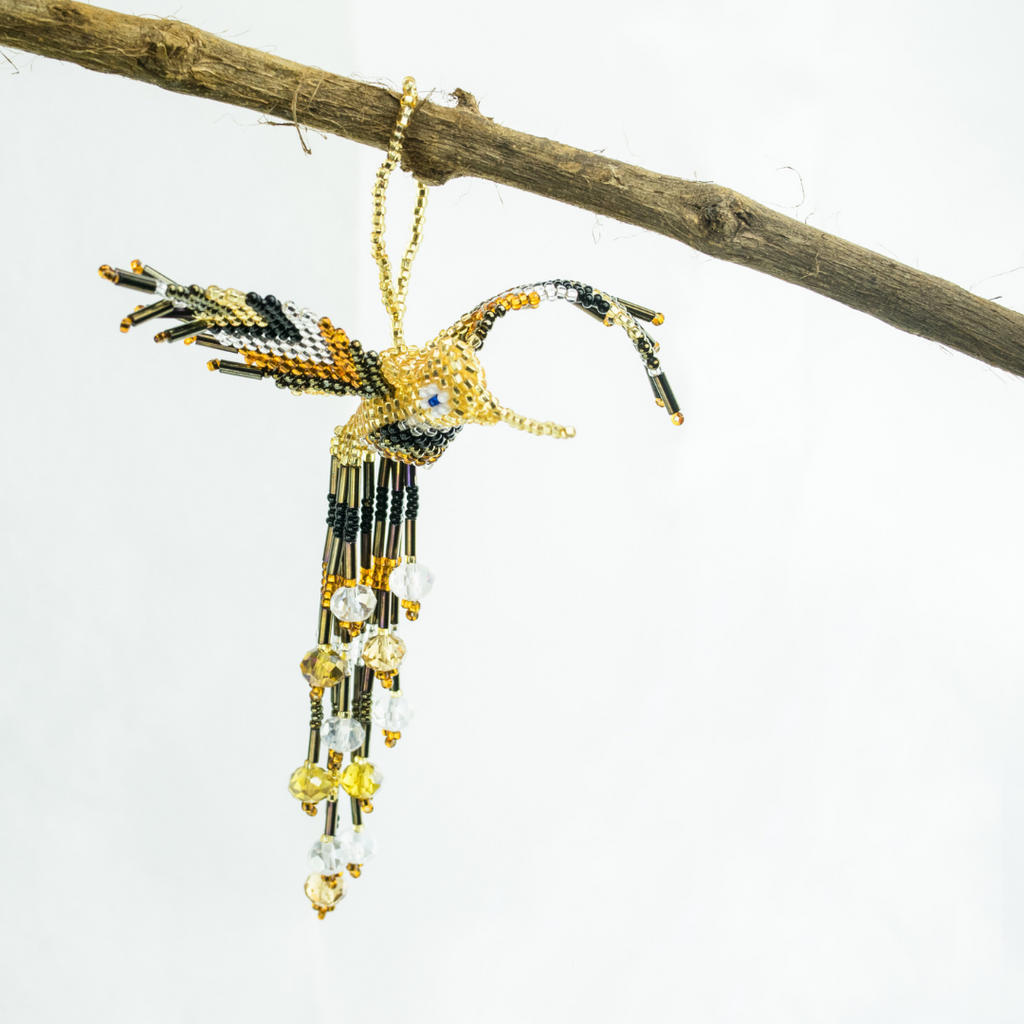 Large Hummingbird Seed Bead Handmade Ornament - Guatemala