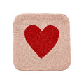 Heart Accented Seed Beaded Square Crossbody Bag