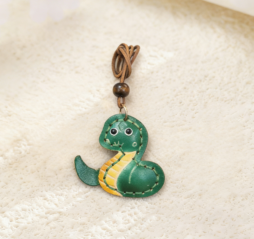 Handmade Leather Snake Keychain