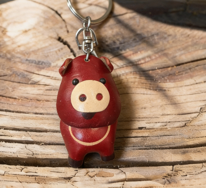 Little Pig Leather Keychain
