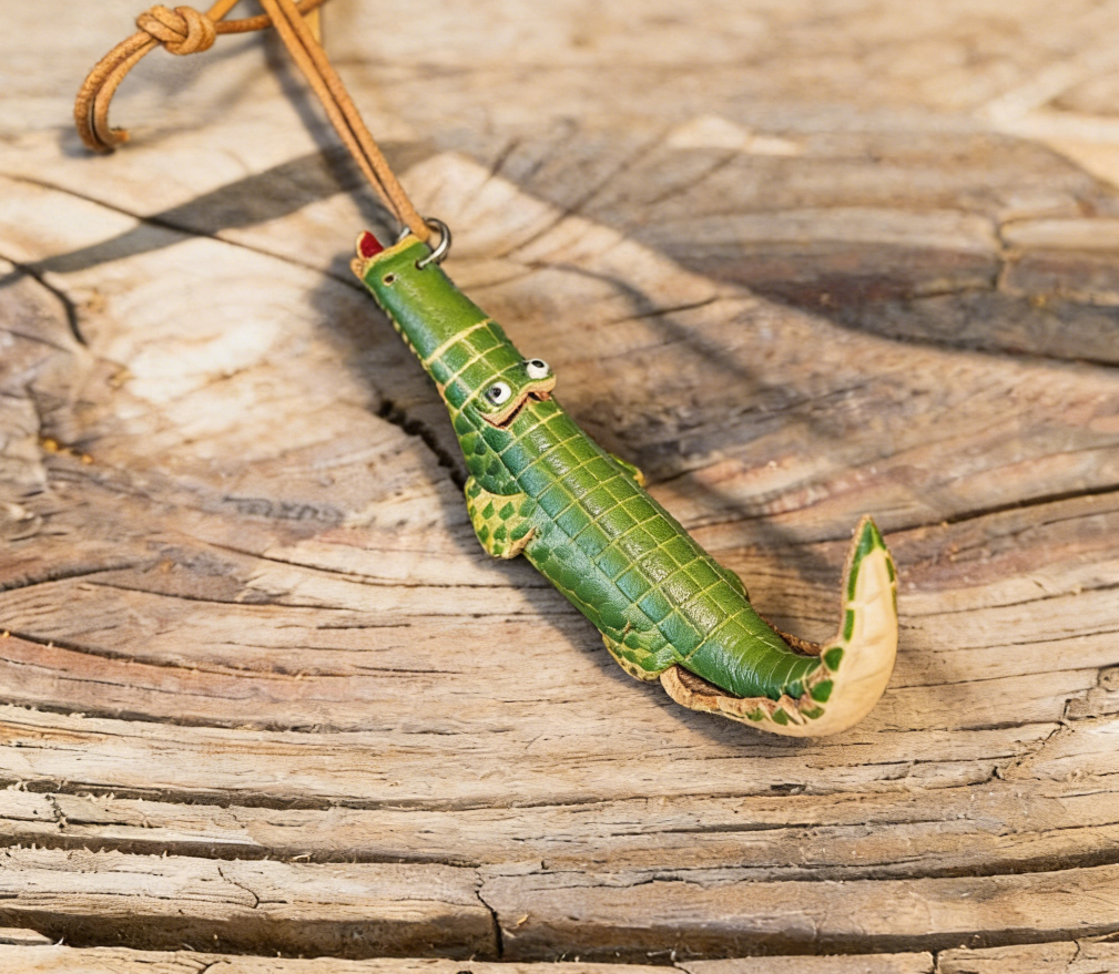 Crocodile Leather Keychain