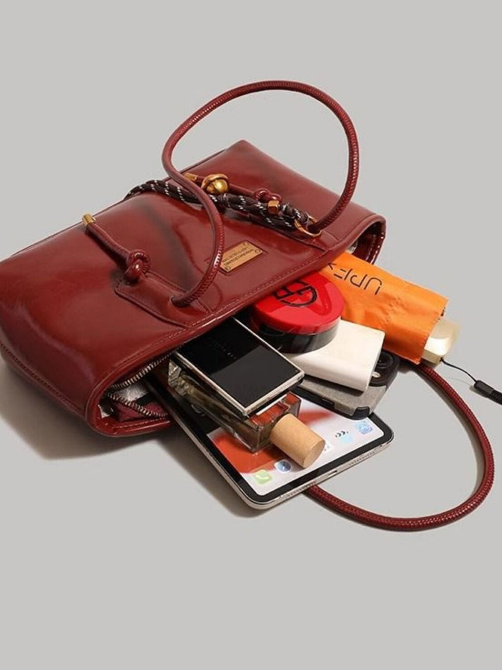 Leather Shoulder Bag with Knot Detail