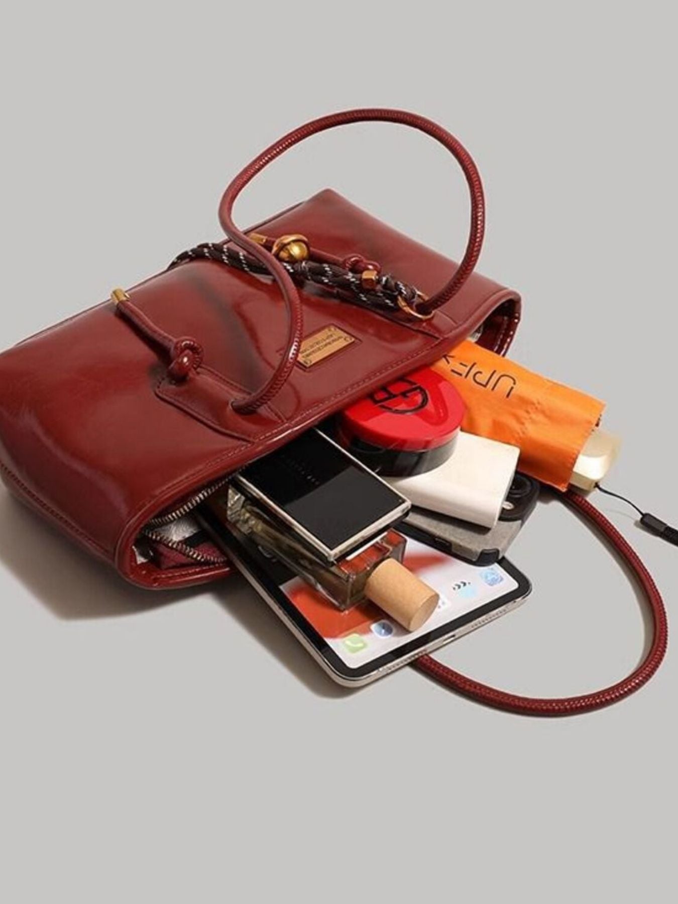 Leather Shoulder Bag with Knot Detail
