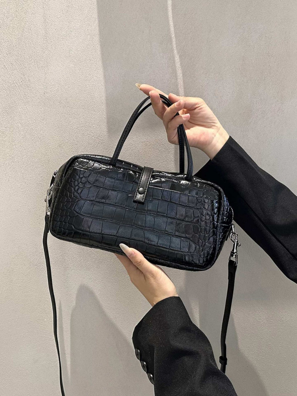 Cross-border Niche Design Crocodile-pattern Toast Bag, Luxury First-layer Cowhide, High-end Genuine Leather Women's Handbag