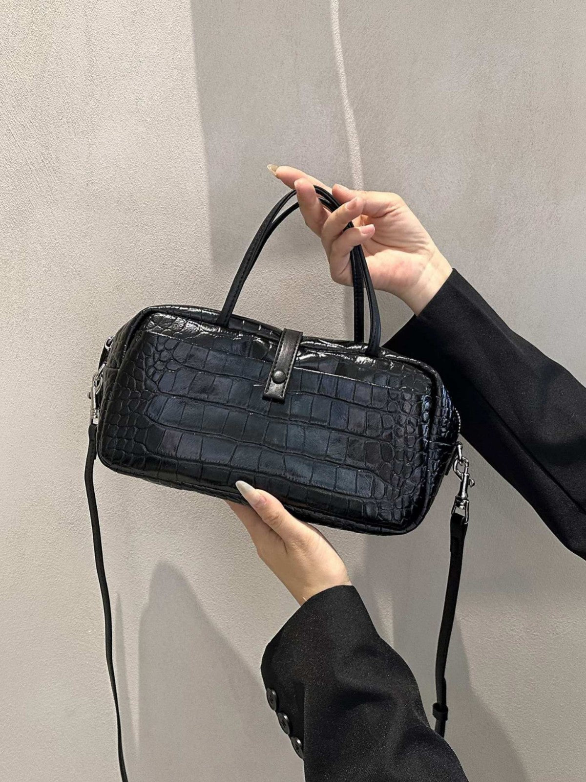Cross-border Niche Design Crocodile-pattern Toast Bag, Luxury First-layer Cowhide, High-end Genuine Leather Women's Handbag