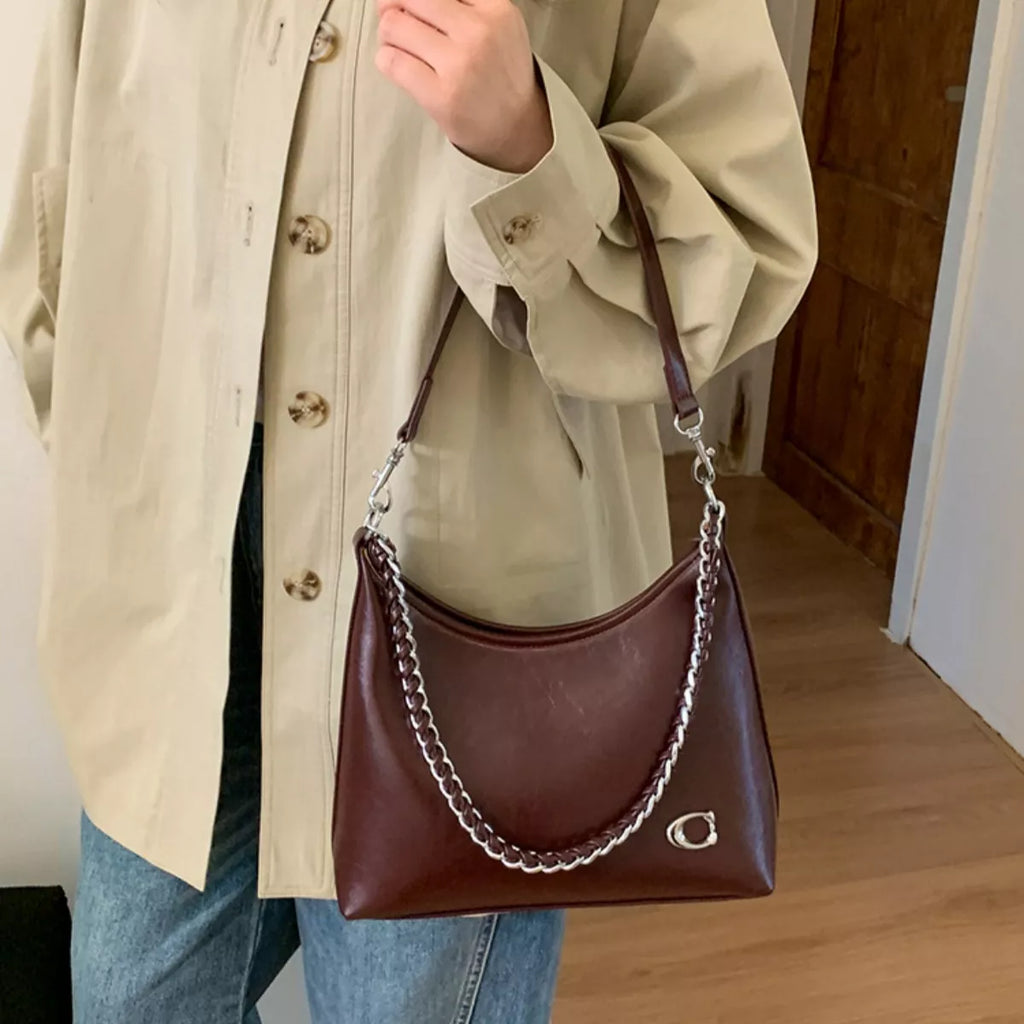 Chic Chain Accent Shoulder Bag