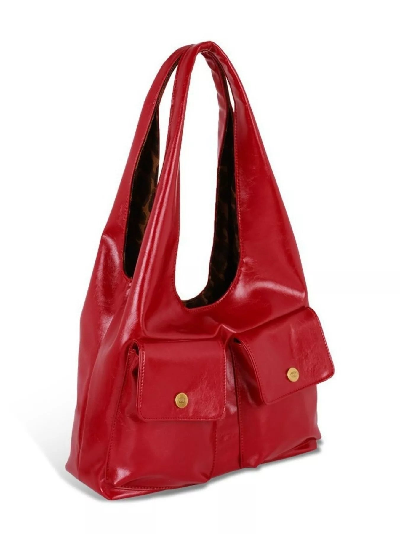 Leather Shoulder Bag with Pockets