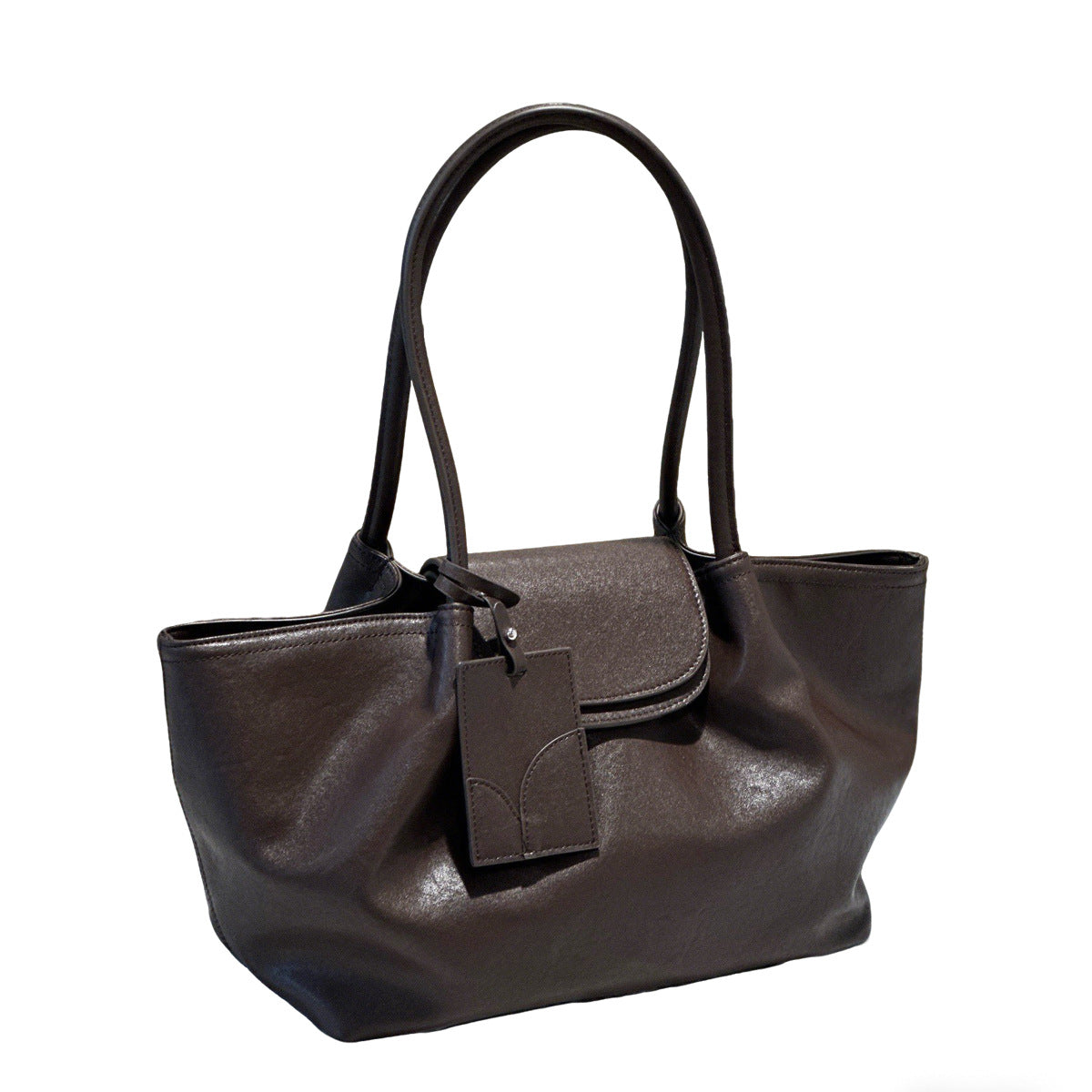 New Cross-Border Niche Design Genuine Leather Tote Bag, Versatile Vegetable-Tanned Leather High-End Shoulder Bag, Lazy Style Underarm Bag