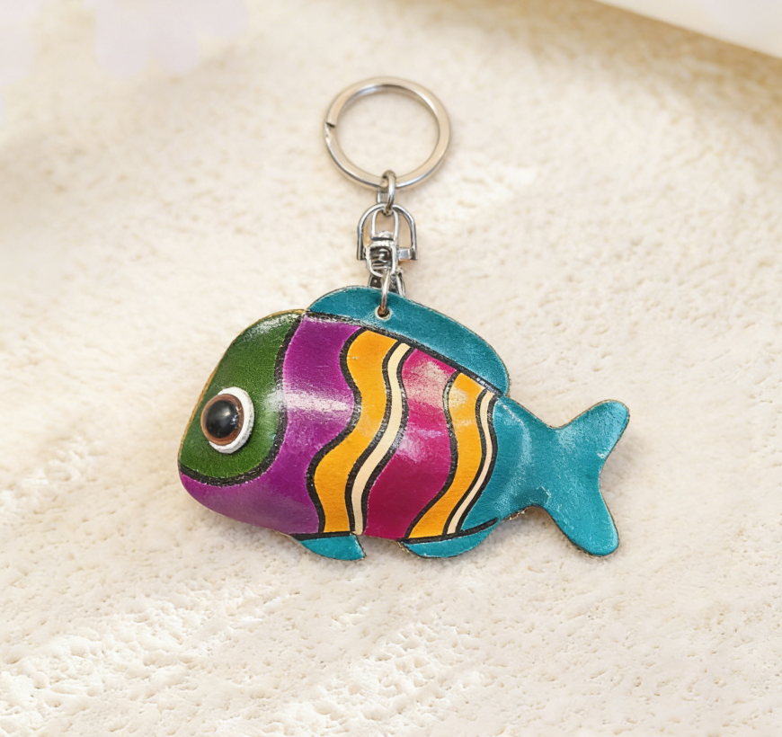 Leather Fish Keychain
