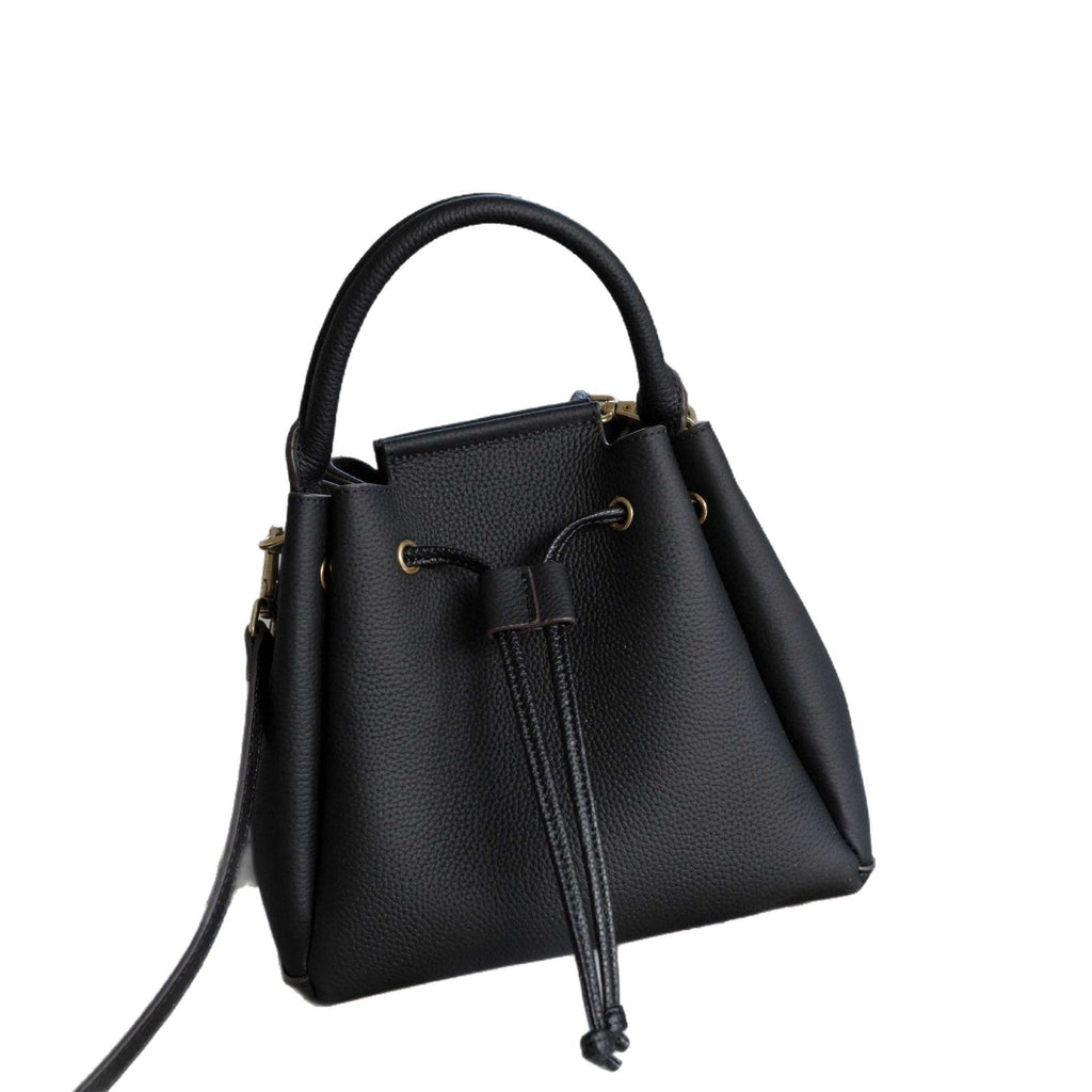 Cross-border TOGO Top-grain Leather Drawstring Bucket Bag For Women, 2026 New Large-capacity Versatile Genuine Leather Handbag
